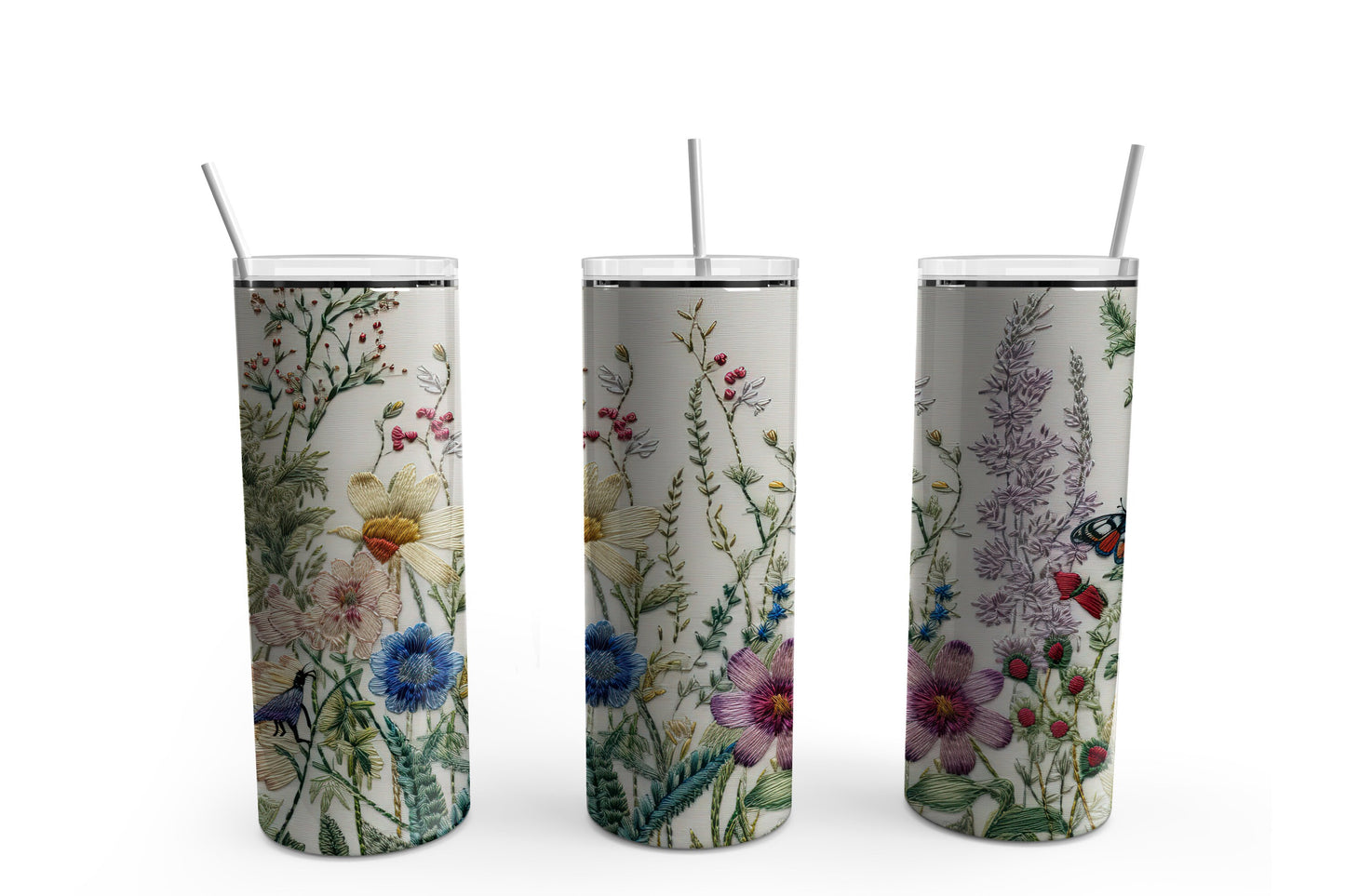 Embroidered Wildflowers 20 oz. Sublimation Tumbler Transfer