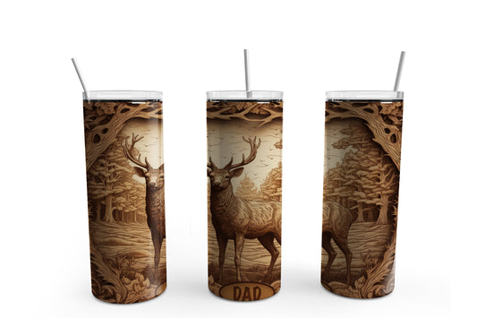 Engraved Deer Dad 20 oz. Sublimation Tumbler Transfer