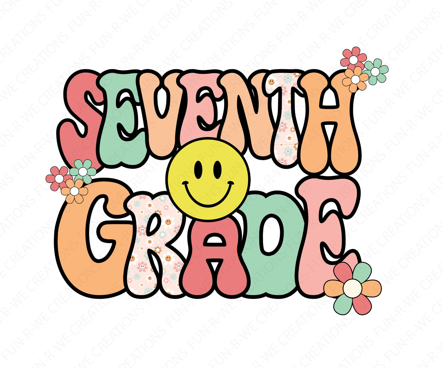 Seventh Grade Retro PNG, Jpeg, SVG Design for DTF, Dtg, sublimation