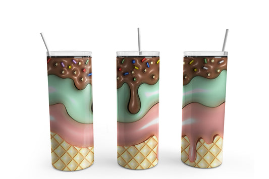 3D Ice-cream #1 20 oz Tumbler Sublimation Transfer Wrap