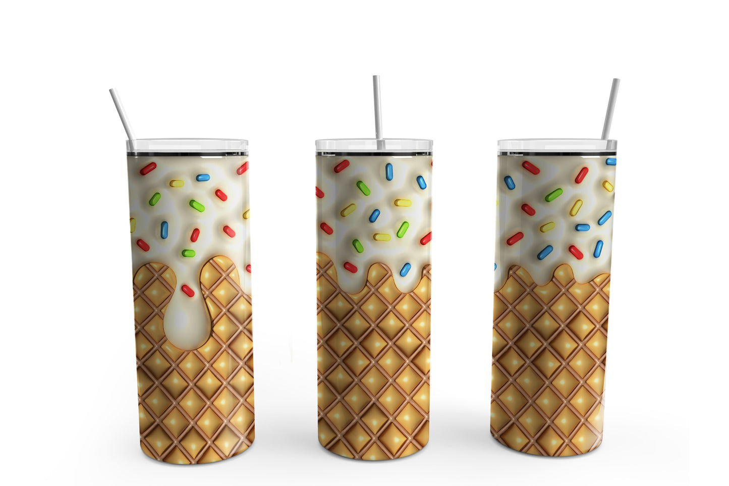 3D Ice-cream 6 20 oz Tumbler Sublimation Transfer Wrap