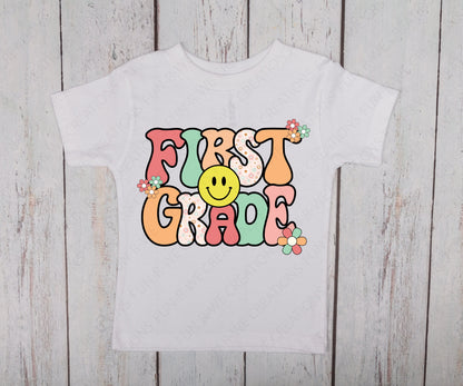 First Grade Retro PNG, Jpeg, SVG Design for DTF, Dtg, sublimation