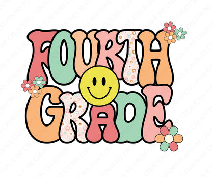 Fourth Grade Retro PNG, Jpeg, SVG Design for DTF, Dtg, sublimation