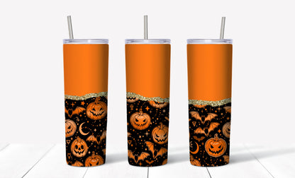 Pumpkin Glitter  Tumbler Sublimation Tumbler, Ready to Press Sublimation Transfer, 20 oz. Skinny Tumbler