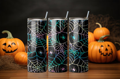 Rainbow Spider Webs Sublimation Tumbler, Ready to Press Sublimation Transfer, 20 oz. Skinny Tumbler