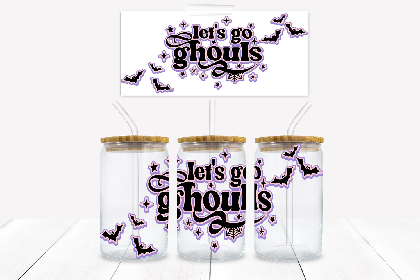 Let's Go Ghouls 16 oz. Libbey Tumbler Wrap - Sublimation Wrap- Ready to Press Sublimation