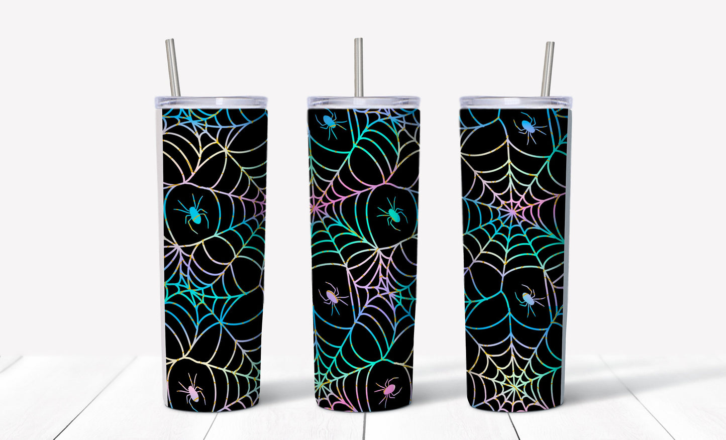 Spiderweb Rainbow Tumbler Sublimation Tumbler, Ready to Press Sublimation Transfer, 20 oz. Skinny Tumbler