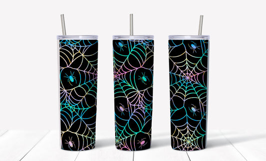 Spiderweb Rainbow Tumbler Sublimation Tumbler, Ready to Press Sublimation Transfer, 20 oz. Skinny Tumbler