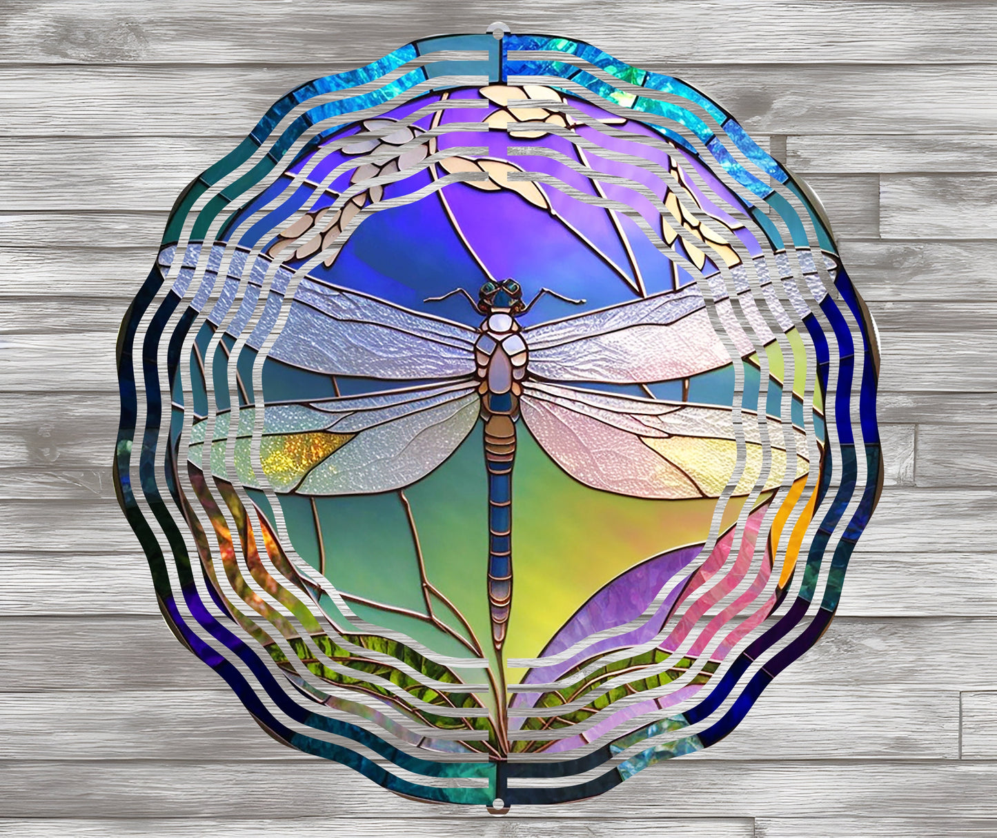 Stained Glass Dragonfly Wind Spinner 8" Sublimation Transfer Ready to Press