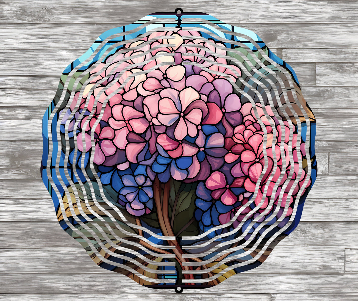 Hydrangea Wind Spinner Stained Glass Effect Wind Spinner 8" Sublimation Transfer Ready to Press