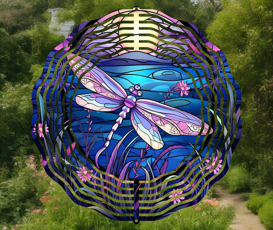 Dragonfly #2 Stained Glass Effect Wind Spinner Stained Glass Effect Wind Spinner 8" Sublimation Transfer Ready to Press