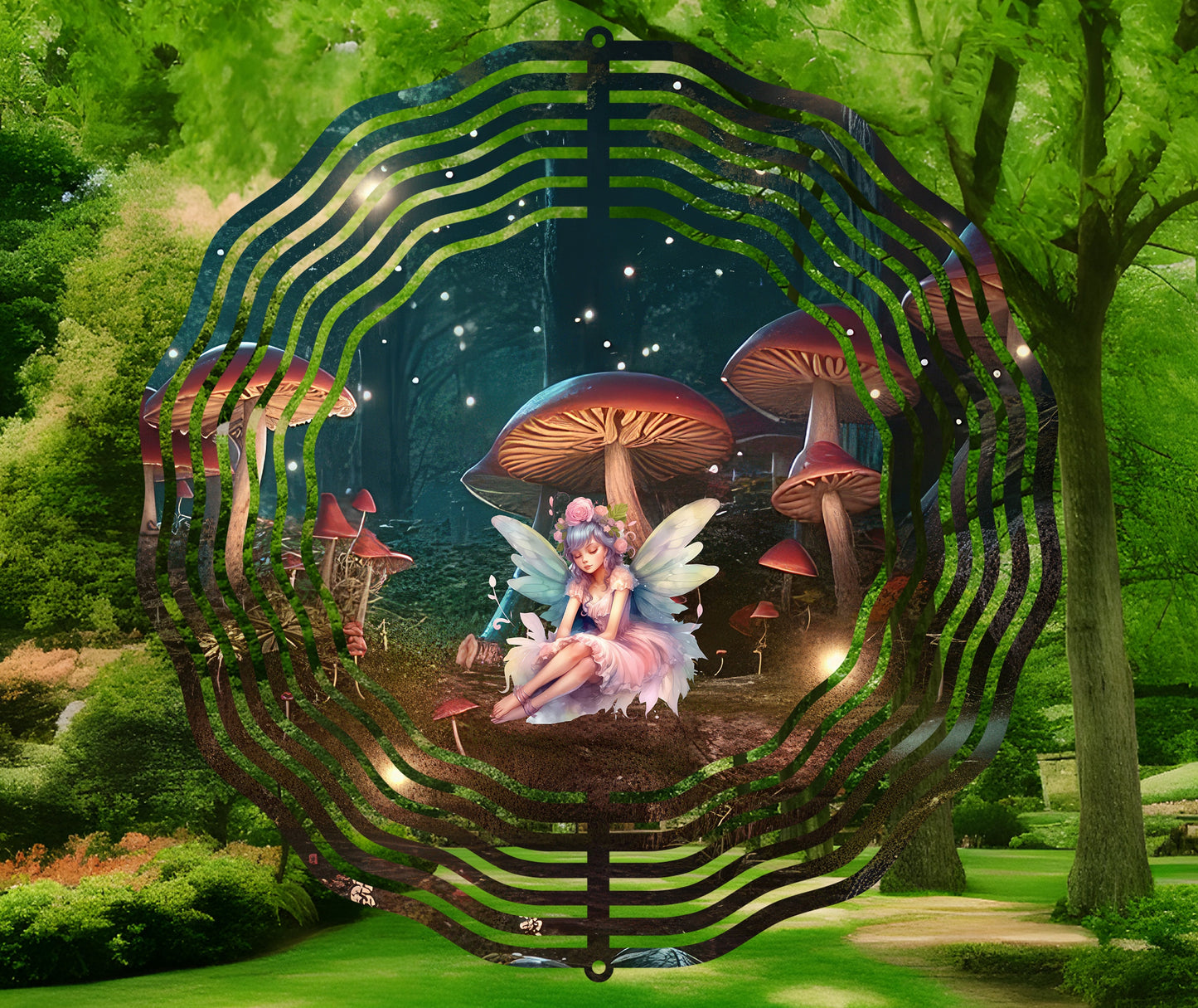 Fairy Garden Whimsical Wind Spinner Wind Spinner 8" Sublimation Transfer Ready to Press