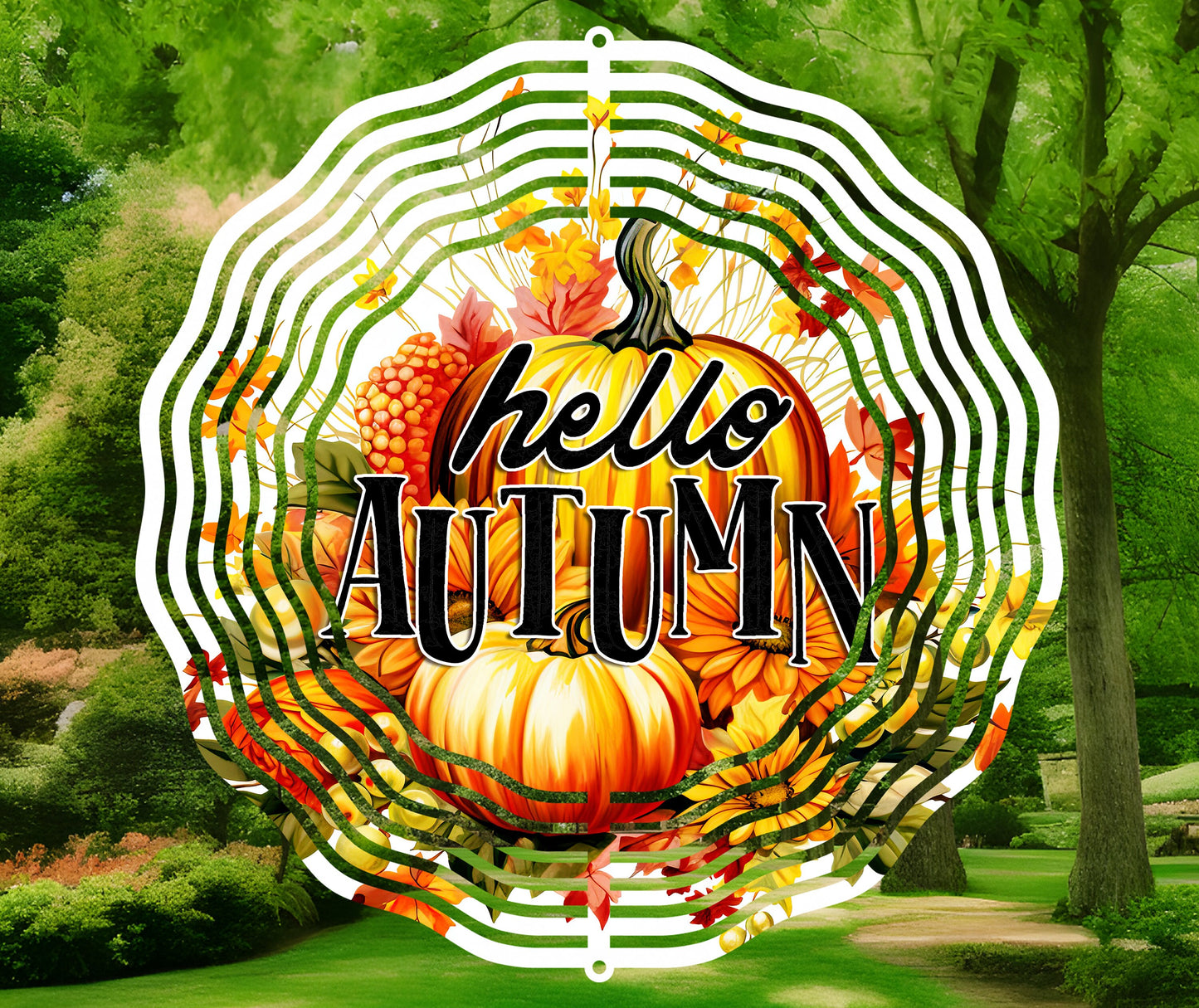 Hello Autumn Wind Spinner 8" Sublimation Transfer Ready to Press