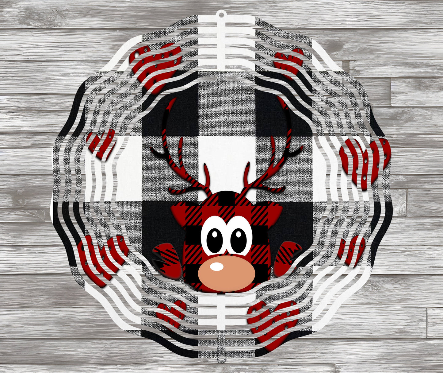 Cute Reindeer on Plaid Paper Sublimation  Wind Spinner 8" Sublimation Transfer