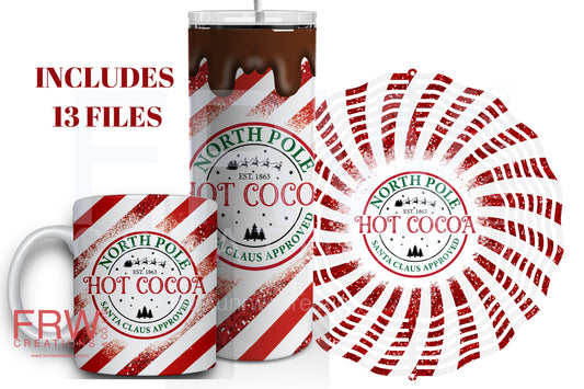 Hot Cocoa North Pole Santa Approve Digital File Instant Download png, dtf, dtg