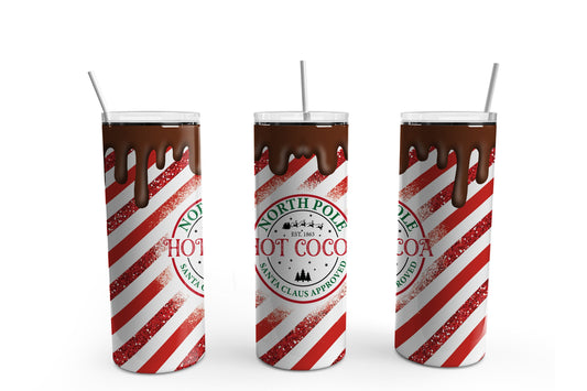 Hot Cocoa North Pole Santa Approved 20 oz. Sublimation Tumbler Transfer