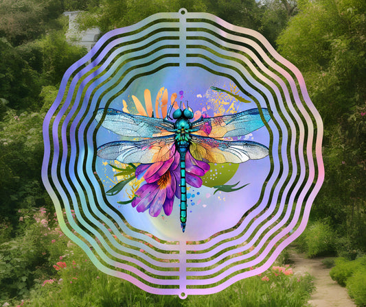 Dragonfly #3 Wind Spinner Stained Glass Effect Wind Spinner 8" Sublimation Transfer Ready to Press