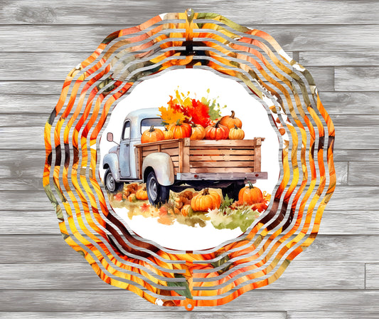 Retro Fall Vintage Truck Wind Spinner 8" Sublimation Transfer Ready to Press