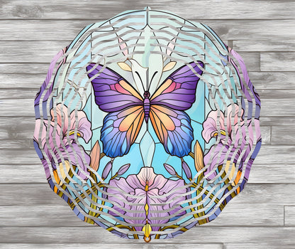 Butterfly Wind Spinner Stained Glass Effect 8" Sublimation Transfer Ready to Press