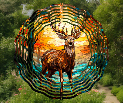 Deer Buck in Woods Wind Spinner 8" Sublimation Transfer