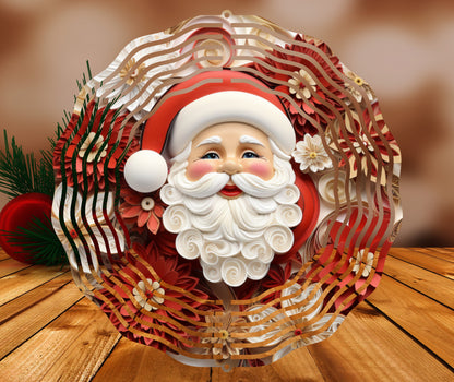 3D Santa Claus Paper Sublimation  Wind Spinner 8" Sublimation Transfer