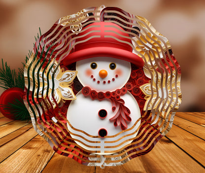 3D Snowman Paper Quill Effect Sublimation  Wind Spinner 8" Sublimation Transfer