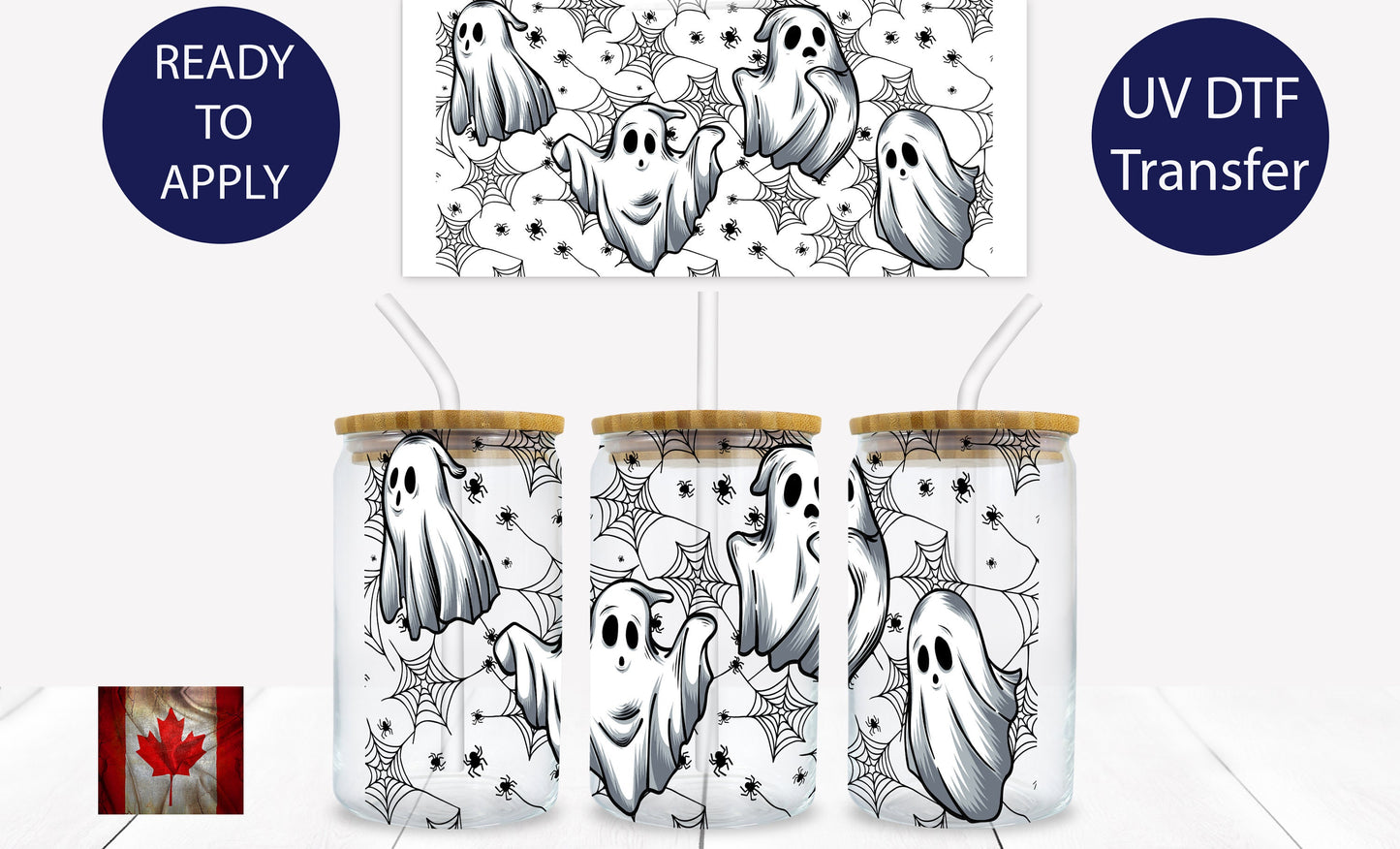 Ghosts 16 oz. Libbey Tumbler Wrap – UV DTF transfer