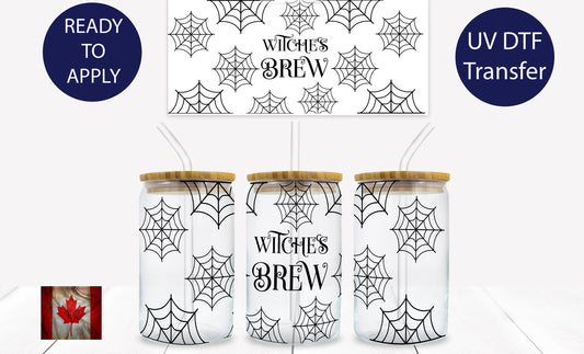 Witches Brew Spider Webs 16 oz. Libbey Tumbler Wrap – UV DTF transfer