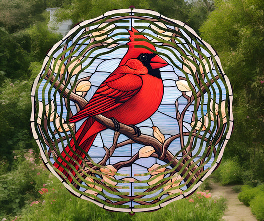 Cardinal Wind Spinner Stained Glass Effect Wind Spinner 8" Sublimation Transfer