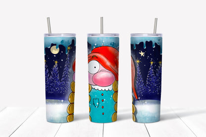 Silly Gnome Tumbler Sublimation Tumbler, Ready to Press Sublimation Transfer, 20 oz. Skinny Tumbler