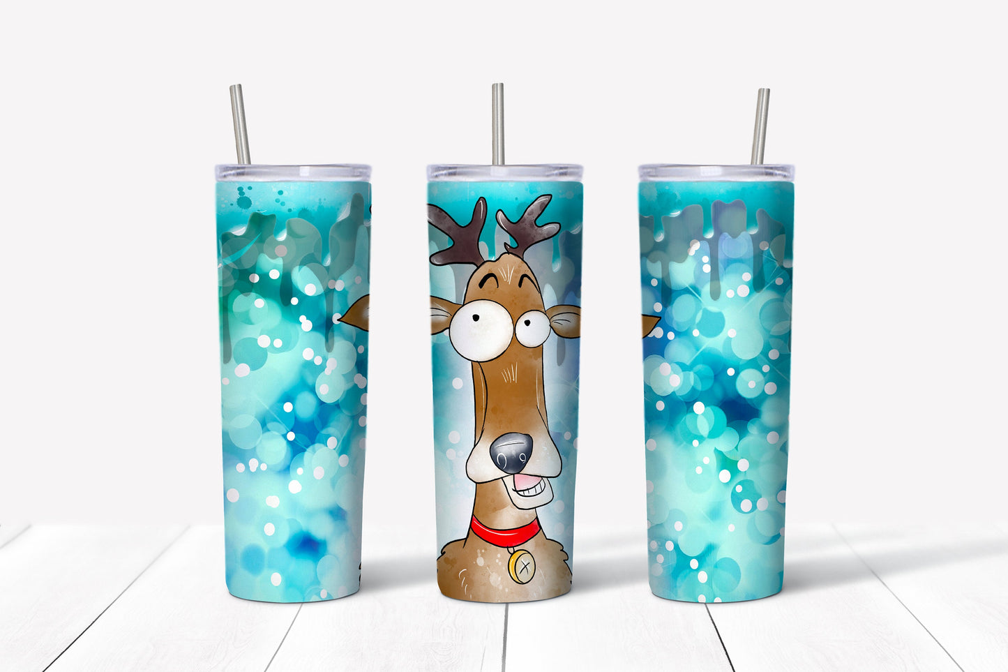 Silly Reindeer Tumbler Sublimation Tumbler, Ready to Press Sublimation Transfer, 20 oz. Skinny Tumbler