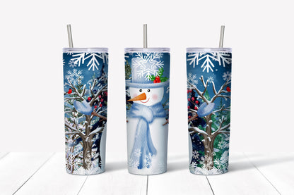 Winter Snowman Critter Tumbler Sublimation Tumbler, Ready to Press Sublimation Transfer, 20 oz. Skinny Tumbler