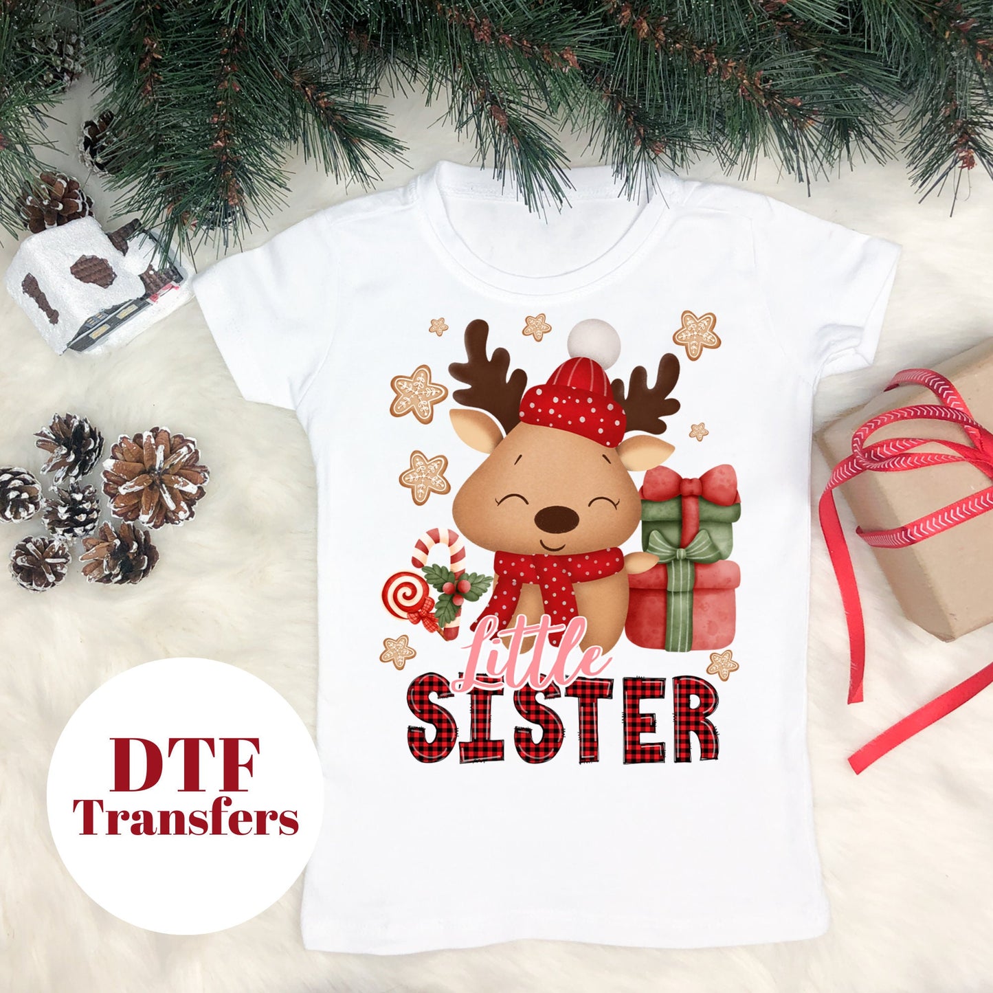 Cute Little Sister Reindeer - DTF Full Colour transfers