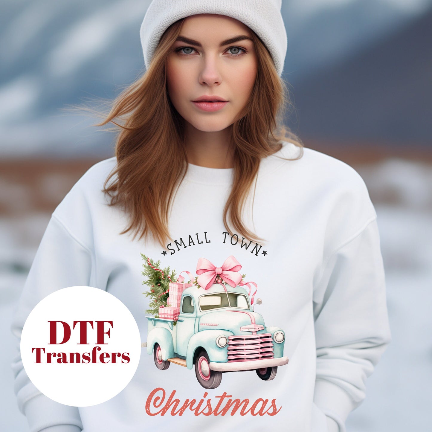 Retro Small Town Christmas Truck - DTF Full Colour transfers