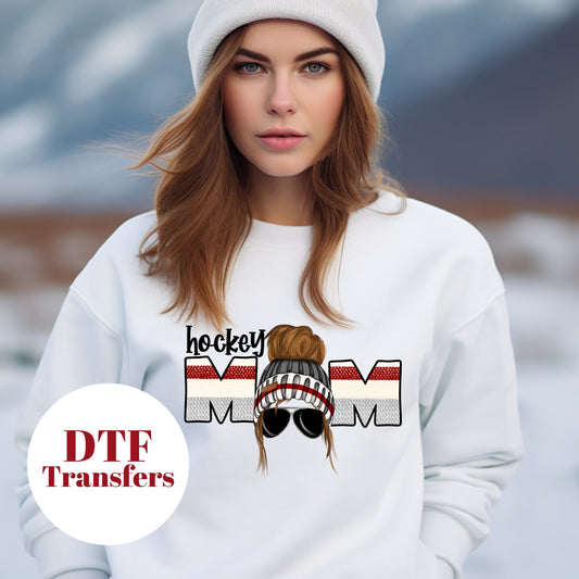 Hockey Mom Brown Hair -DTF Full Colour transfers