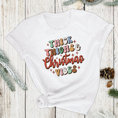 Retro Thick Thighs and Christmas Vibes Sublimation Sheet Transfer -Ready to Press