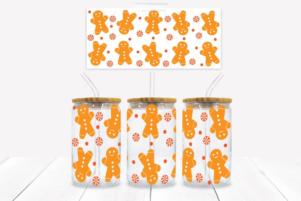 Gingerbread  Men 16 oz. Libbey Tumbler Sublimation Wrap