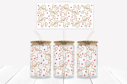 Gingerbread Men Outlines 16 oz. Libbey Tumbler Sublimation Wrap