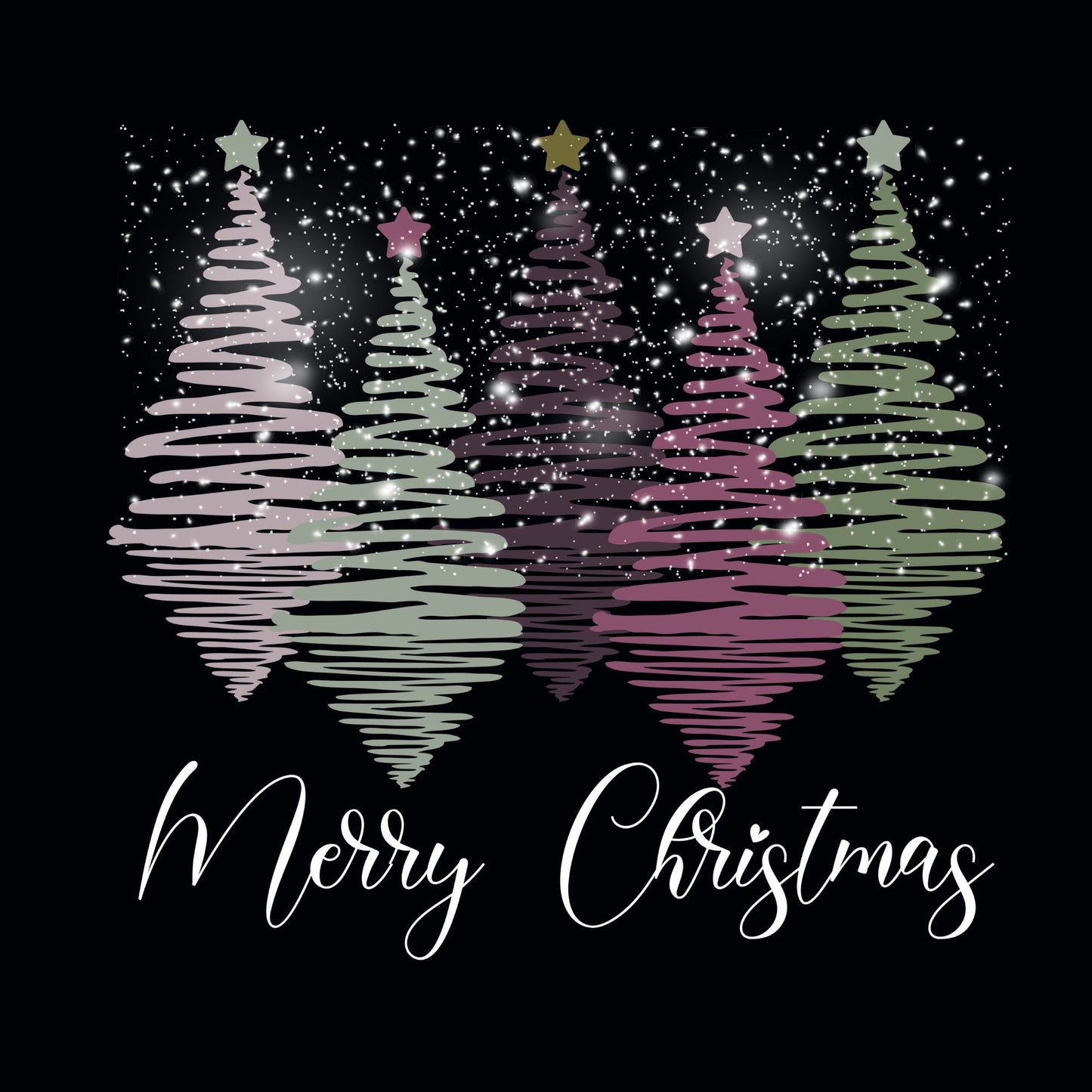 Merry Christmas Trees Digital File, Png, White Text and Black Text