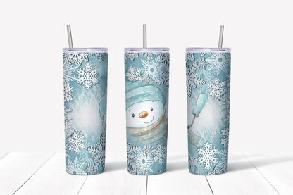 Snowmen Tumbler Sublimation Tumbler, Ready to Press Sublimation Transfer, 20 oz. Skinny Tumbler