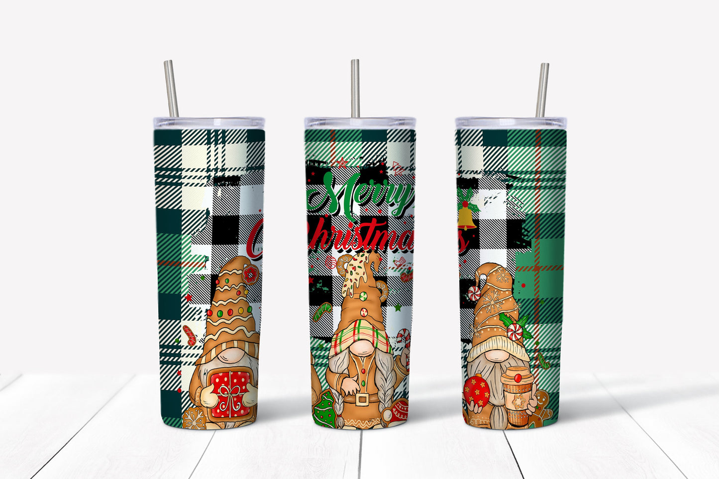 Gingerbread Gnomes 20 oz Tumbler Sublimation Transfer Wrap