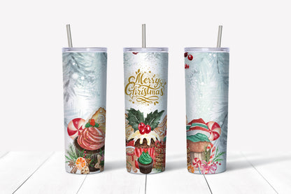 Merry Christmas Cookies Tumbler Sublimation Tumbler, Ready to Press Sublimation Transfer, 20 oz. Skinny Tumbler