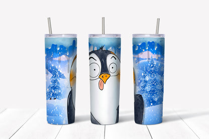 Silly Penguin Tumbler Sublimation Tumbler, Ready to Press Sublimation Transfer, 20 oz. Skinny Tumbler