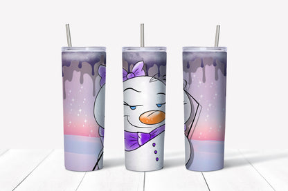 Silly Purple Snowman Critter Tumbler Sublimation Tumbler, Ready to Press Sublimation Transfer, 20 oz. Skinny Tumbler