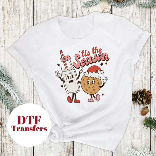 Tis the Season Milk and Cookies - DTF Full Colour transfers