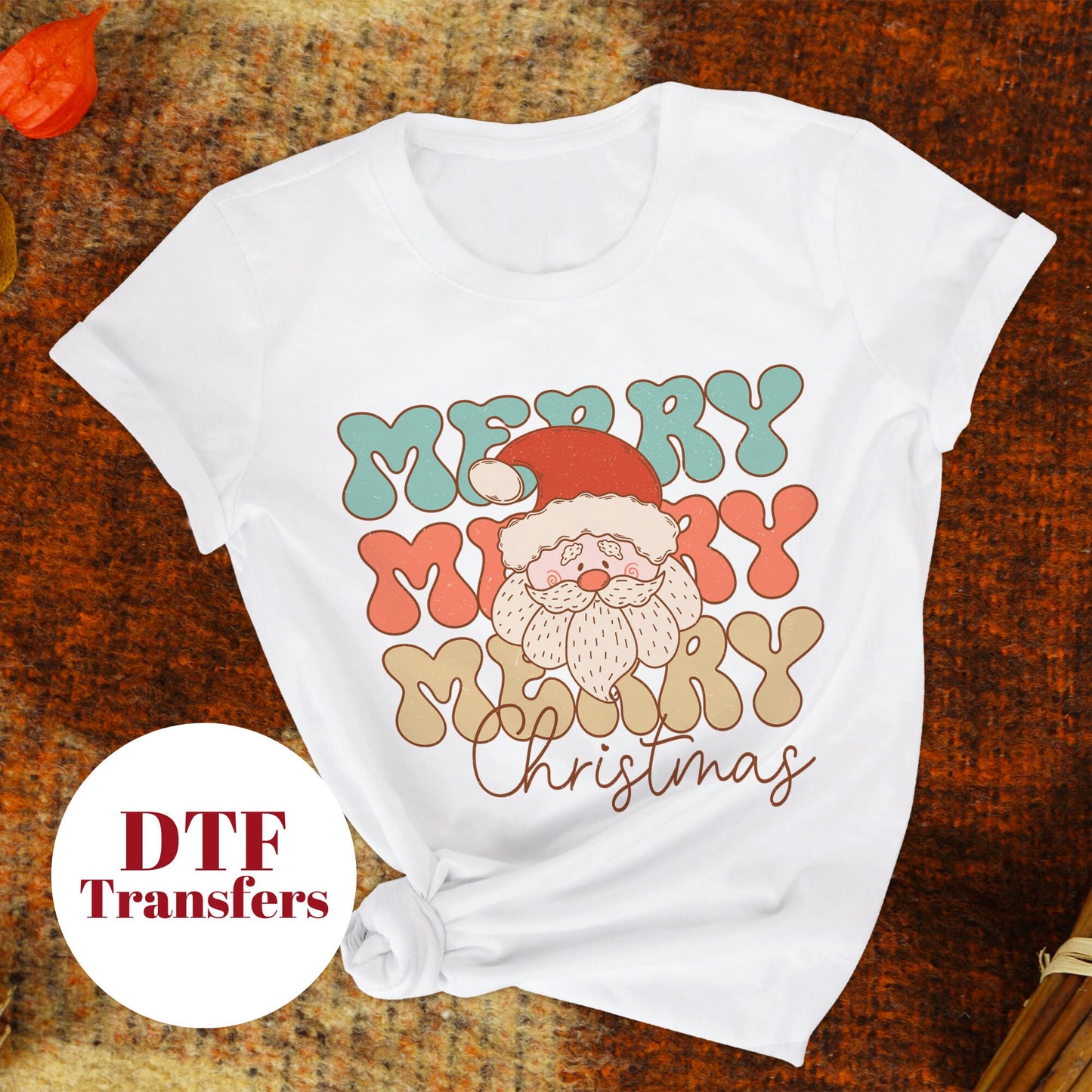 Retro Repeat Merry Christmas - DTF Full Colour transfers