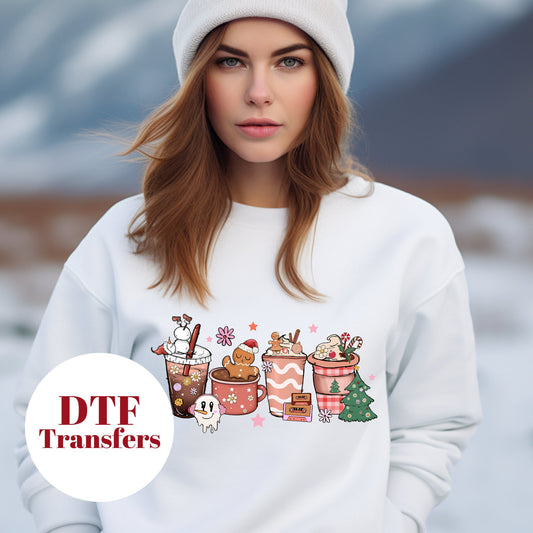 Retro Christmas Drinks Coffee-DTF Full Colour transfers