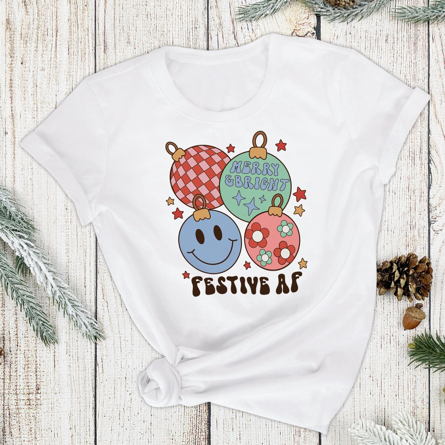 Retro Merry Bright Festive AF Sublimation Sheet Transfer -Ready to Press