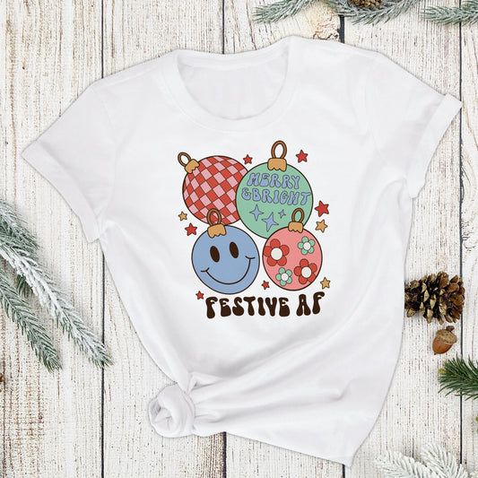 Retro Merry Bright Festive AF Sublimation Sheet Transfer -Ready to Press