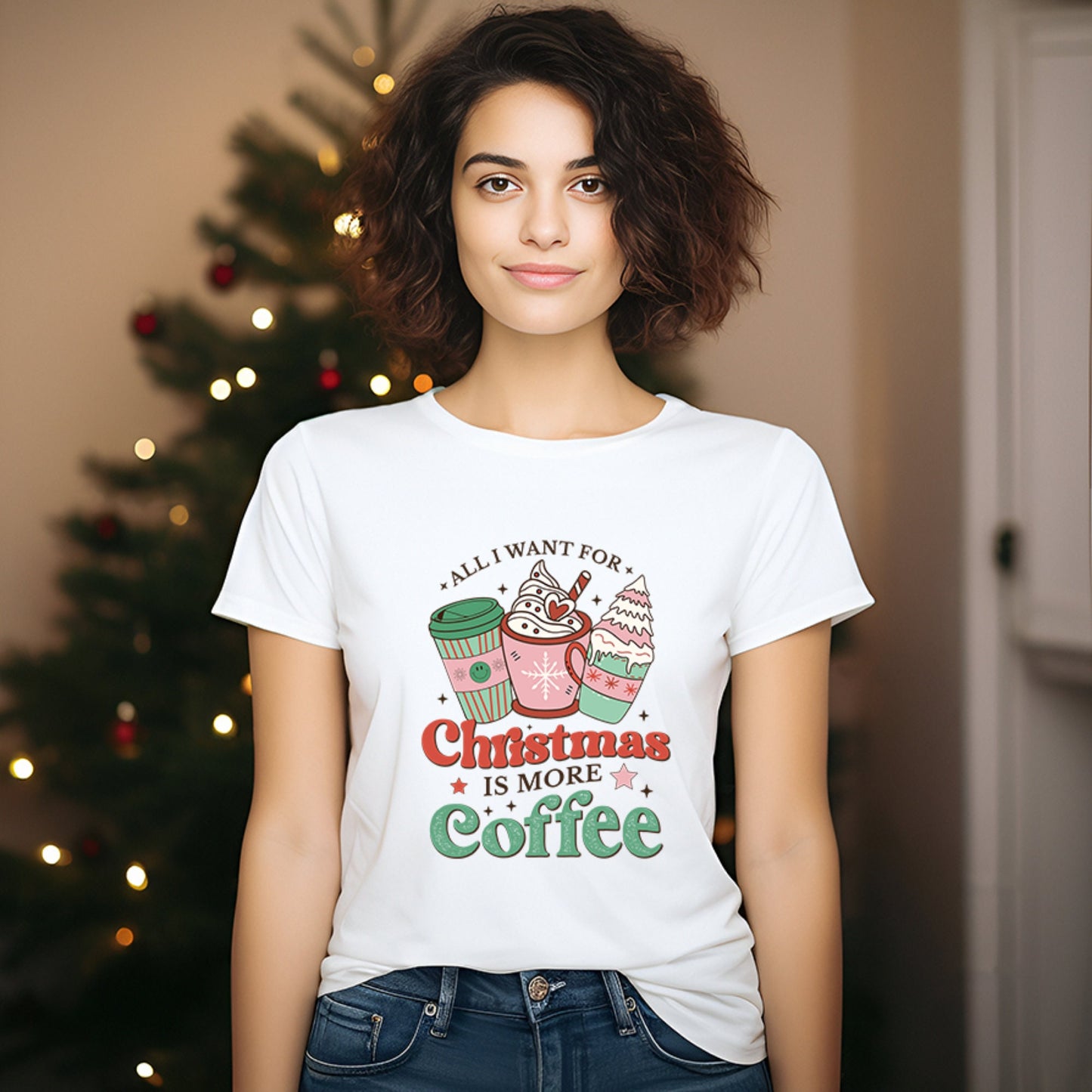 Retro All I Want For Christmas is More Coffee Sublimation Sheet Transfer -Ready to Press